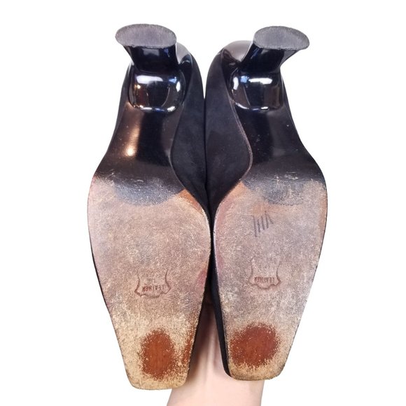 Vintage Square toe Stuart Weitzman black suede high heels size 7.5 - Picture 8 of 8